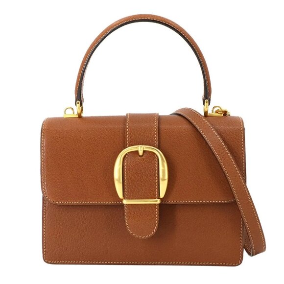 GUCCI 2way Hand Shoulder Bag Leather Brown Purse 90268170 - Picture 1 of 11